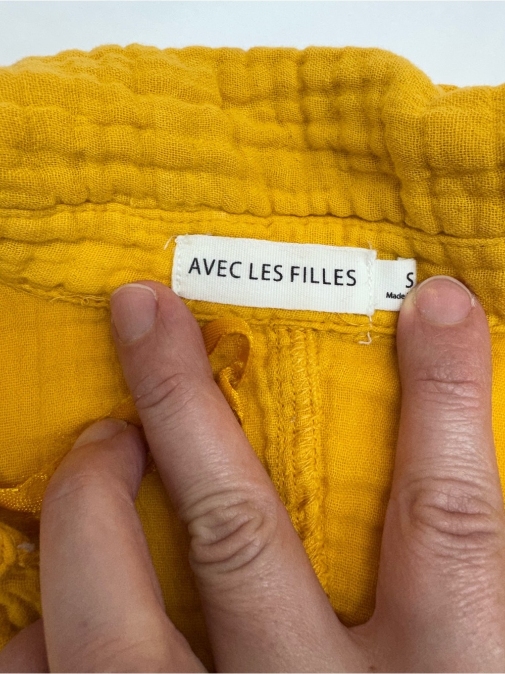 Avec Les Filles Mustard Yellow Cropped Gauze Button-Down Shirt - Picture 5 of 9